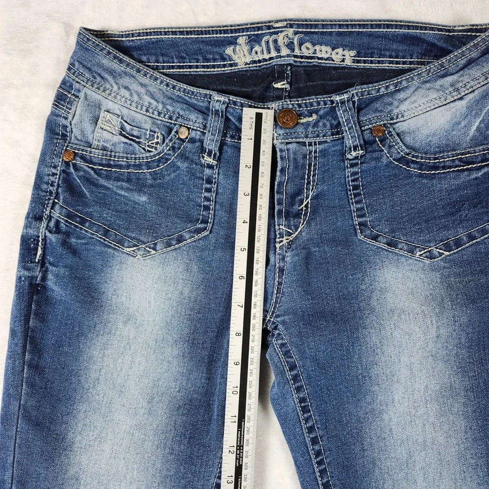 WallFlower Bootcut Jeans Women Size 11 Blue Excellent Contrast Stitching‎ Y2K